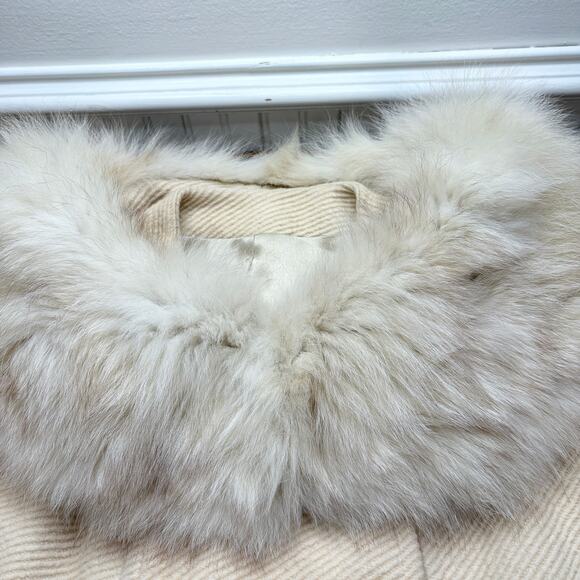 Vintage 60s Swing Coat Fur Collar Double Breasted Cream Union Tag Glam FLAWS - Picture 14 of 16